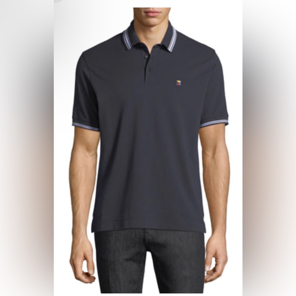 Z Zegna Pique Polo Shirt with Iconic Flag Logo